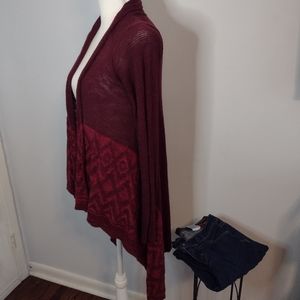 Burgundy Patterned High-Low Sweater